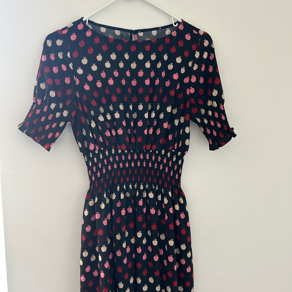 Kate Spade Pink and Green Smocked Midi Dress